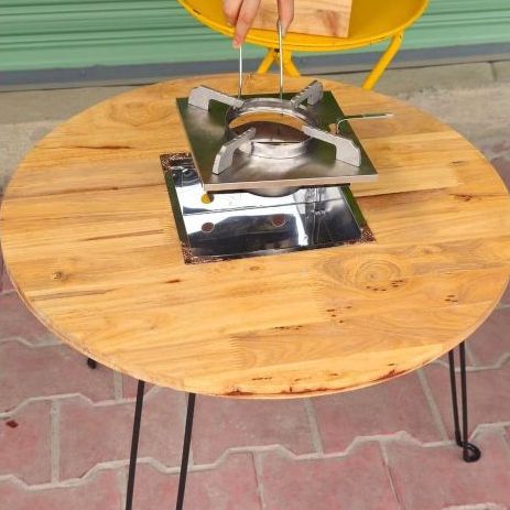 Bàn nướng than BBQ gấp gọn tròn D60 chuyên nướng tại nhà - Bàn nướng lẩu gấp gọn tiện lợi, đi camping, dã ngoại