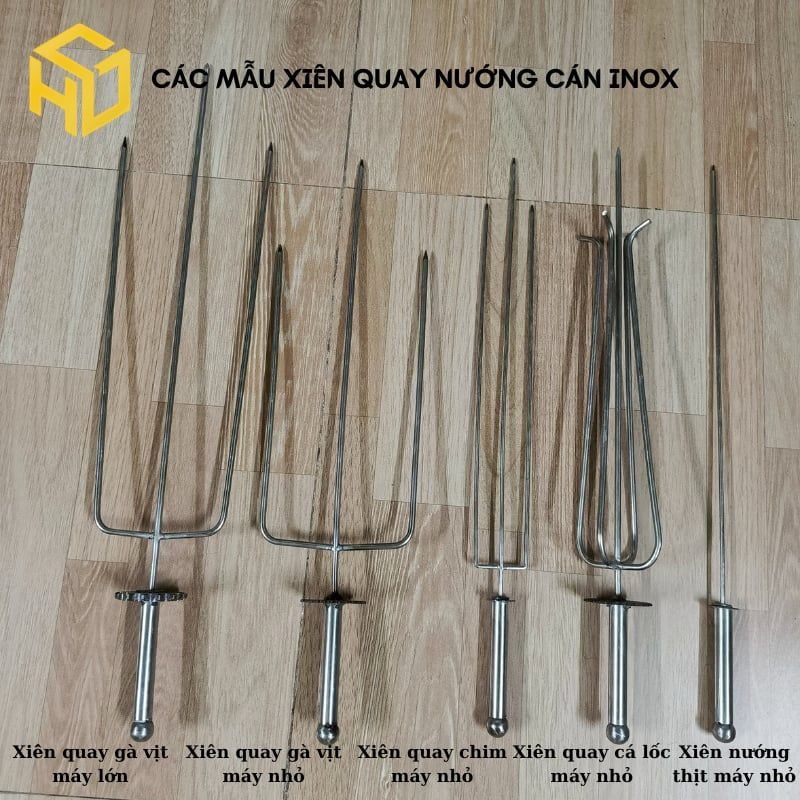 Xiên nướng chim cút, cánh gà cho máy nướng thịt tự động mini, nhông dập xích cam xe máy cán gỗ, inox