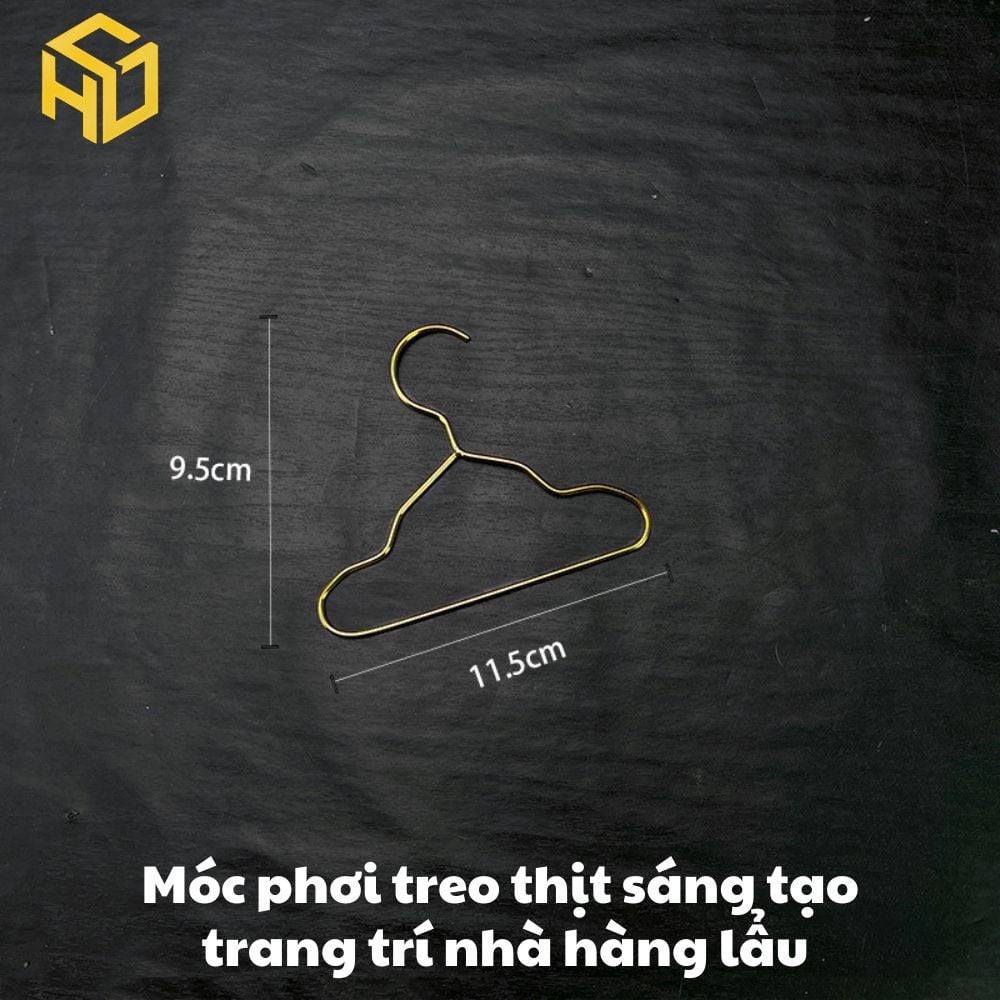 Khung treo móc thịt trang trí | Sào phơi móc thịt trang trí bàn tiệc cho nhà hàng lẩu sáng tạo, tặng kèm 10 móc