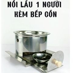 Lẩu 1 người inox kèm bếp cồn,mẫu cải tiến có ngăn châm cồn tiện lợi không cần nhấc nồi, chỉnh nhiệt.