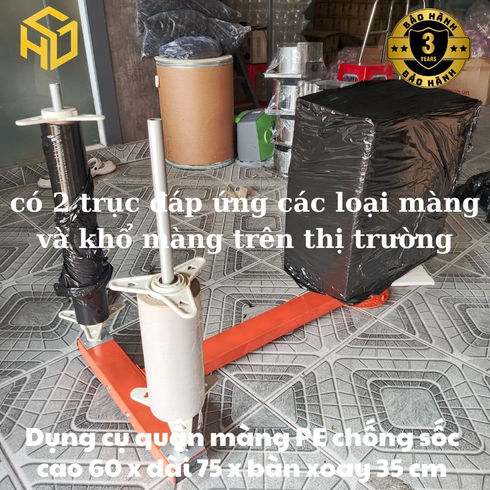 Dụng cụ quấn màng PE màng xốp bóng khí - Bàn quấn màng PE tải trọng 200 kg