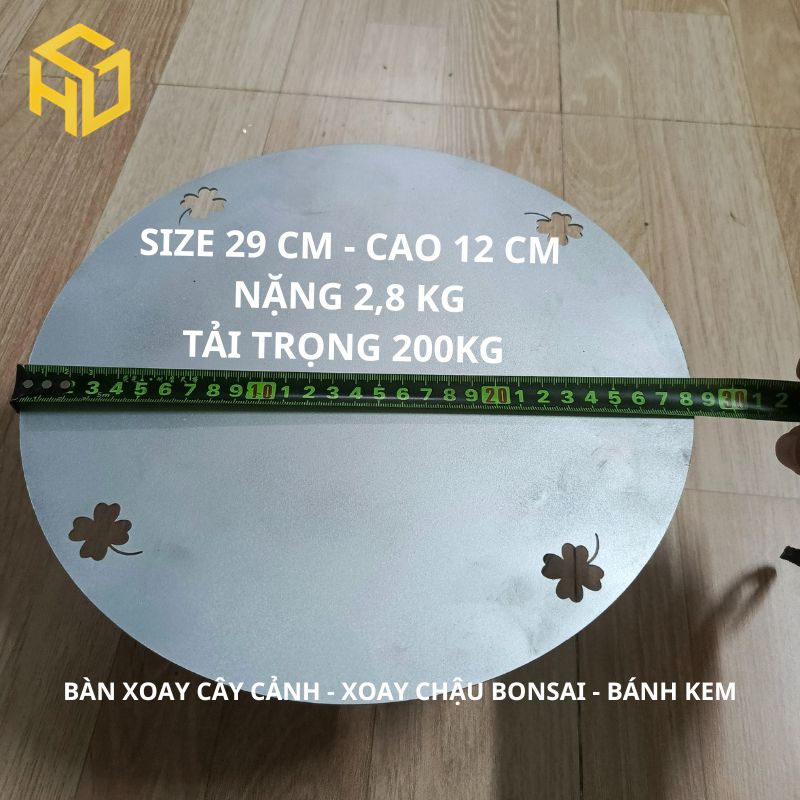Bàn xoay bonsai size 29 cm chịu áp lực cao 200 kg, bề mặt rộng thiết kế hoa văn, xoay mượt mà