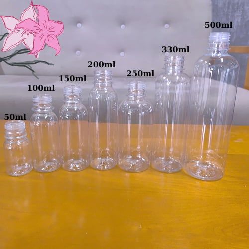 Chai Nhựa Tròn Nắp Nhựa – Đa Dung Tích 50ml-500ml, Tiện Lợi, An Toàn