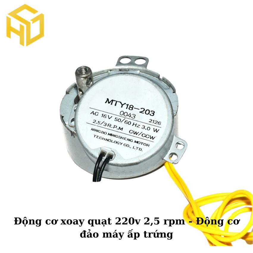 Động cơ xoay quạt 220v 2,5 rpm - động cơ đảo máy ấp trứng
