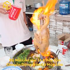 Bộ Nồi Lẩu Gà Múa Lửa Kèm Bếp Cồn Chuyên Dụng Chống Tạc Gió Cay Mắt
