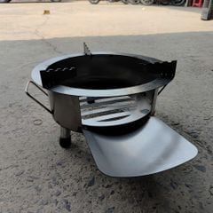 Bếp củi cải tiến Hương Giang siêu bền tròn 40cm chống đen nồi,có ống khói thoát, bệ đỡ củi,hứng tro