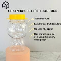 Giá Sỉ Bành 60 Hủ Nhựa 500ml đựng trà sữa,nước ép, bánh kẹo, ăn vặt Mèo Doremon Cổ To 62mm Không In