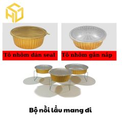 Combo Nồi Lẩu nhôm có nắp đậy dung tích 1370 ml & Bếp Cồn Mang Đi Cho Quán Ăn và nấu ăn ngoài trời