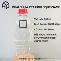 Bành 50 chai nhựa PET  đựng trà sữa, nước ép, bánh kẹo hình nhân vật trong phim Squid Game siêu hot