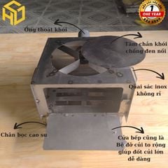 Bếp củi siêu tiết kiệm củi – loại vuông 40cm, đường chéo 57cm có 3 tính năng nấu nướng tiện lợi