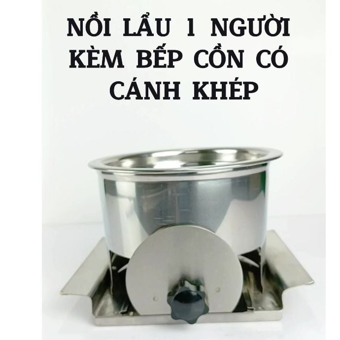 Bộ lẩu 1 người, lẩu cô đơn mẫu cải tiến có cánh khép tăng giảm nhiệt, ngăn tiếp cồn tiện lợi an toàn