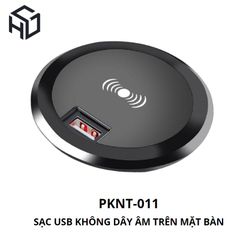 Sạc Không Dây Tích Hợp Cổng USB Type A Âm Bàn phụ kiện tích hợp trên mặt bàn gỗ, tủ đầu giường (PKNT-011)