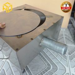 Bếp củi Sài Gòn loại vuông size 37cm chống đen nồi, có ống khói, bệ đỡ củi, hứng tro