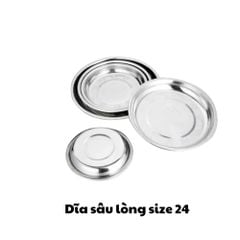 Dĩa inox sâu lòng  size 24 tròn không rỉ làm bò kho, đựng đồ ăn - Đĩa ảo inox nấu được bếp từ