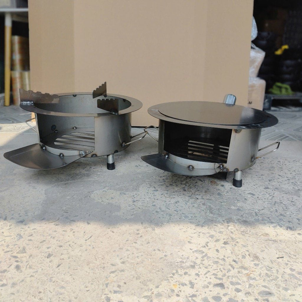 Bếp Củi Cải Tiến Hương Giang 40cm – Siêu Bền, Chống Đen Nồi,Ống Khói Thoát, Bệ Đỡ Củi, Khay Hứng Tro