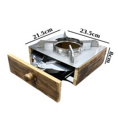Bếp Cồn Inox Bọc Gỗ Hương Giang - Sang Trọng, Tiện Lợi, Có Ngăn Kéo Châm Cồn, Phù Hợp Nhà Hàng