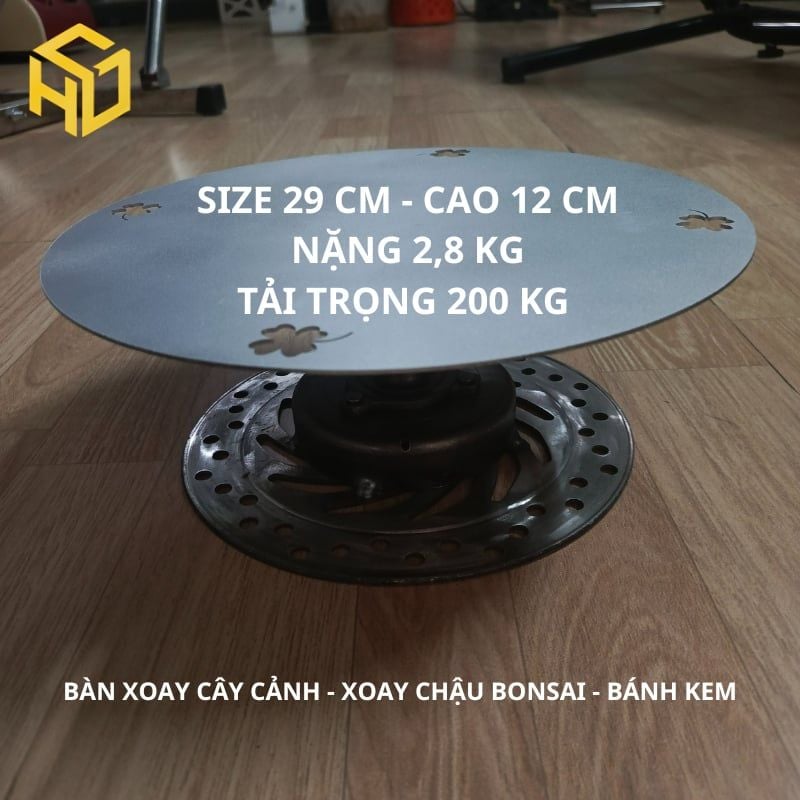 Bàn xoay cây cảnh mặt 29 cm, bàn xoay trưng bày sản phẩm nặng < 200 kg Mẫu chưa sơn