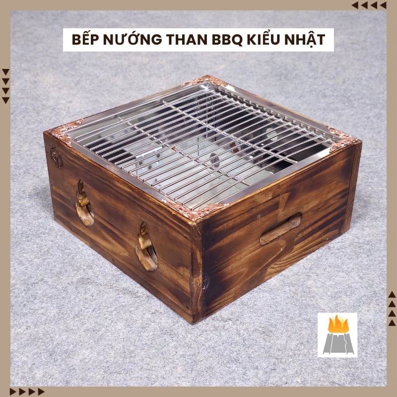Bếp nướng than BBQ phong cách Nhật, hình vuông, cạnh 22cm - Bếp nướng than dành cho nhà hàng - BNN22