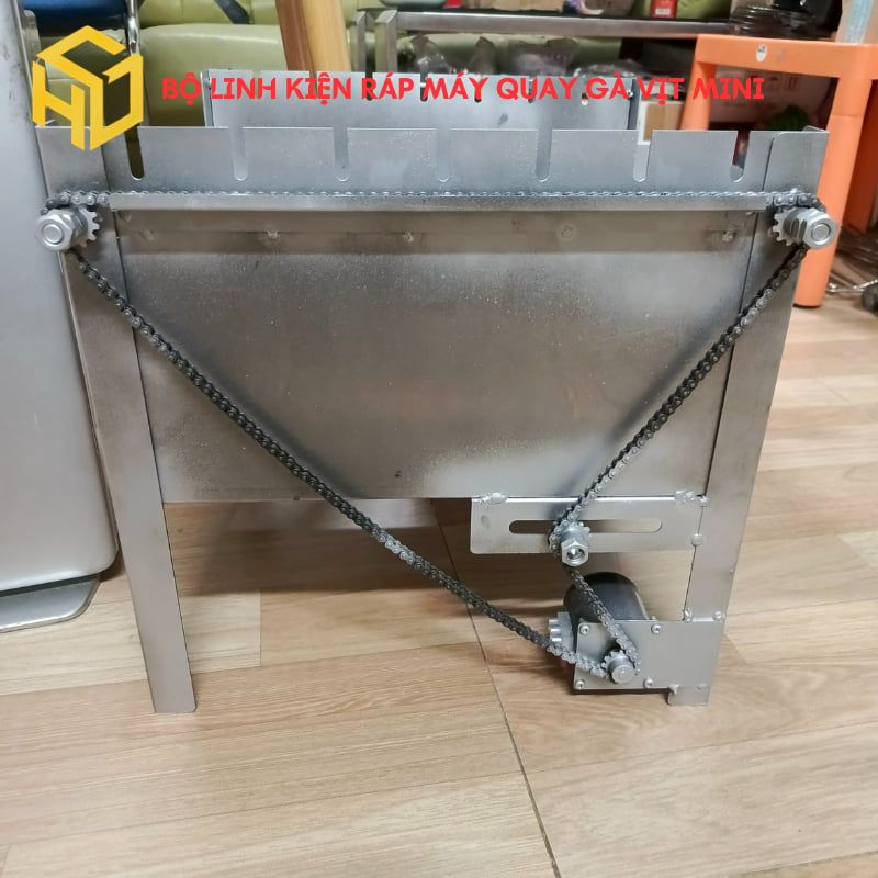 Bộ linh kiện máy quay nướng 6 xiên thịt + 1 xiên 3 chỉa quay gà vịt motor 14W - tự ráp - Hương Giang