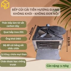 Bếp củi cải tiến HươngGiang siêu bền hình vuông V37 chống đen nồi,có ống khói thoát, bệ đỡ củi,hứng tro