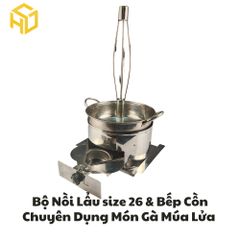 Bộ nồi lẩu gà khiêu vũ bốc lửa mẫu cải tiến mới chống tạt gió cay mắt tặng kèm gáo sối rượu cán gỗ
