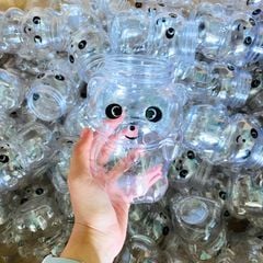 Hủ nhựa đựng trà sữa hình gấu trúc 500ml - Chai nhựa PET đựng bánh kẹo, đồ ăn vặt cho quán trà sữa - GAUTRUC500