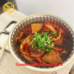 Combo Nồi Lẩu nhôm có nắp 1430ml & bếp Cồn dùng lẩu mang về Cho Quán Ăn và nấu ăn ngoài trời.