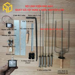 Bộ linh kiện máy quay nướng 5 xiên thịt + 1 xiên 3 chỉa quay gà vịt motor 6.5W - DIY - Hương Giang