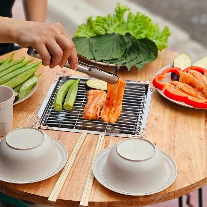Bàn nướng than BBQ gấp gọn tròn D60 chuyên nướng tại nhà - Bàn nướng lẩu gấp gọn tiện lợi, đi camping, dã ngoại