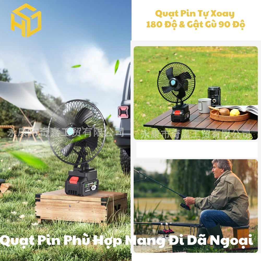 Quạt Tích Điện Loại cải tiến xoay được và có 2 cấp độ gió Dùng Liên Tục 10H