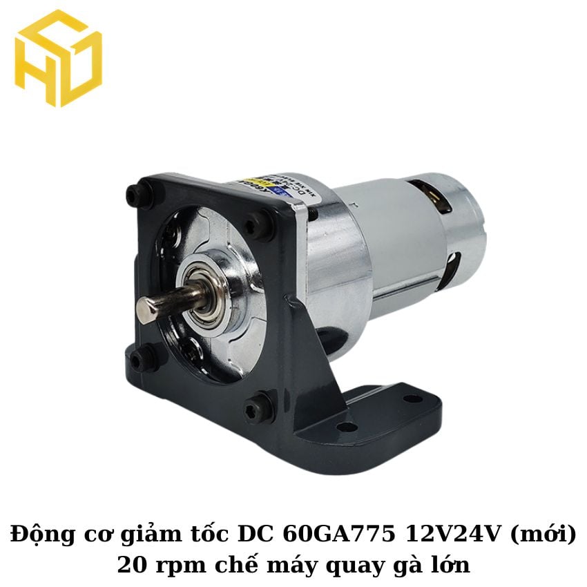Động cơ giảm tốc DC 60GA775 12V24V  (mới)  20 rpm chế máy quay gà lớn