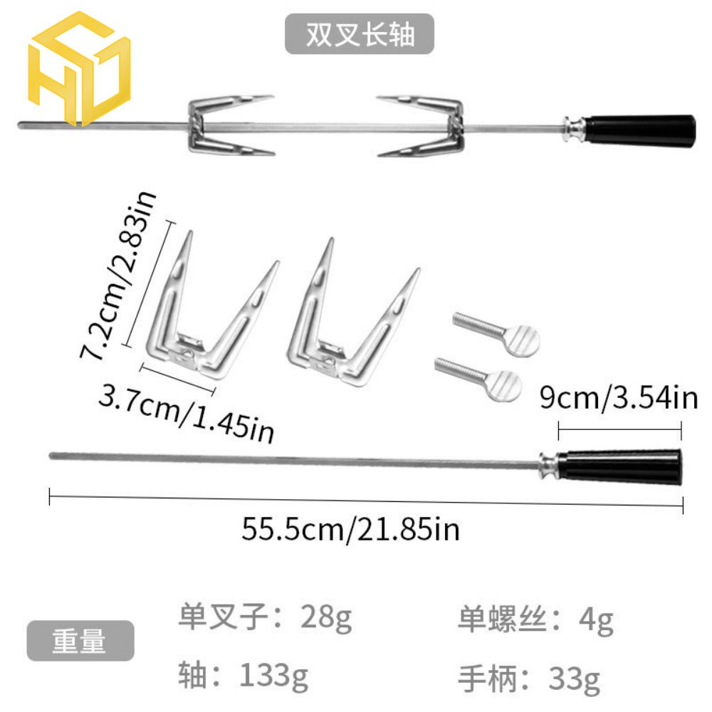 Cây xiên quay nướng gà vịt cho máy quay tự động | xiên nướng gà vịt inox 2 cạnh