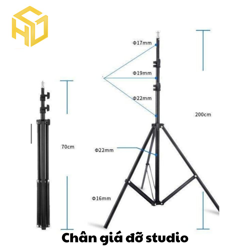 Chân Tripod Hợp Kim Nhôm/Inox Chiều Cao 2m1 | chân giá đỡ thiết bi studio