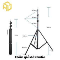Chân Tripod Hợp Kim Nhôm/Inox Chiều Cao 2m1 | chân giá đỡ thiết bi studio