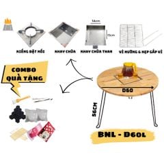 Bàn nướng than BBQ gấp gọn tròn D60 chuyên nướng tại nhà - Bàn nướng lẩu gấp gọn tiện lợi, đi camping, dã ngoại