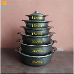 Nồi lẩu giữ nhiệt chất liệu nhôm đúc nguyên khối, nắp kính sang trọng size 22,24,26cm dành cho quán