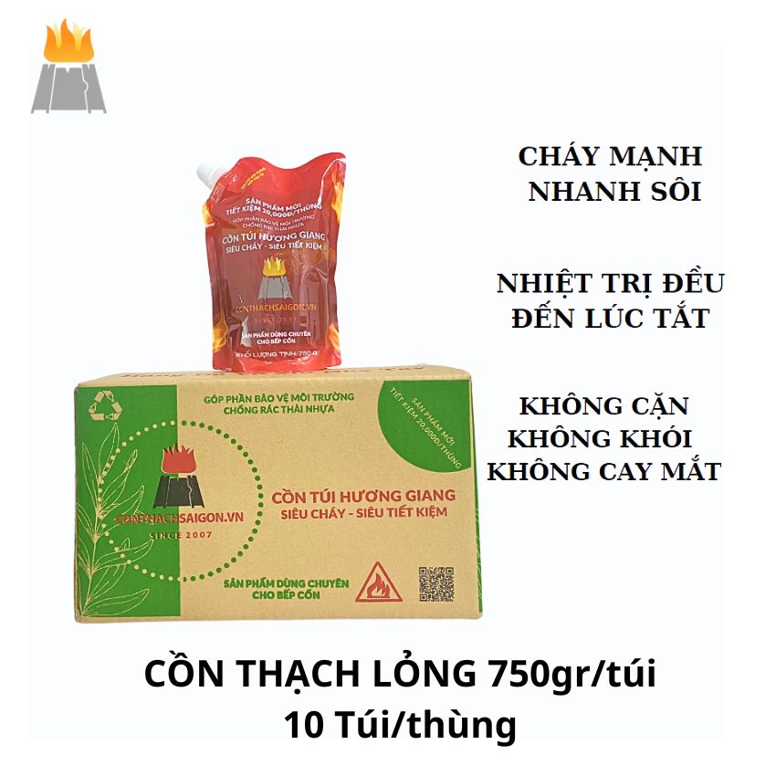 Cồn thạch đóng dạng túi tiết kiệm 750 gr/túi dùng cho gia đình - Bảo quản tốt đến 6 tháng