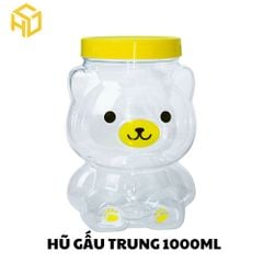 Hũ Nhựa PET Hình Gấu 1000ml – Hũ đựng bắp rang bơ, rau câu, bánh kẹo làm quà tết