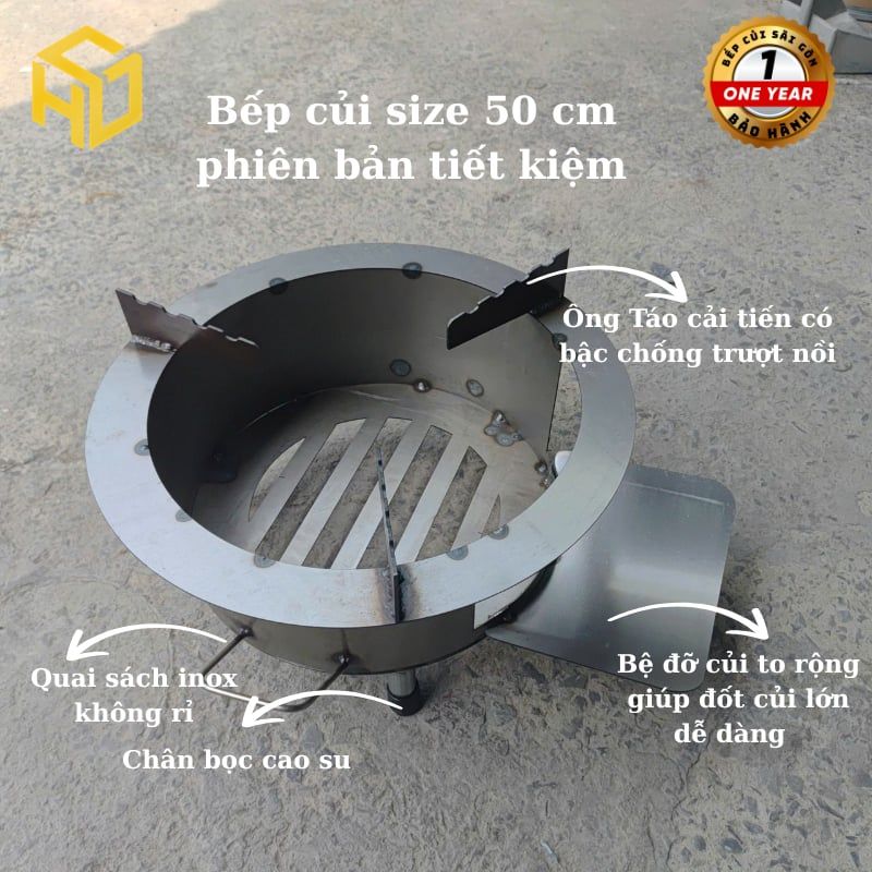 Bếp củi Hương Giang loại tròn đường kính 50cm có bệ đỡ củi – phù hợp nấu bánh, lẩu lớn