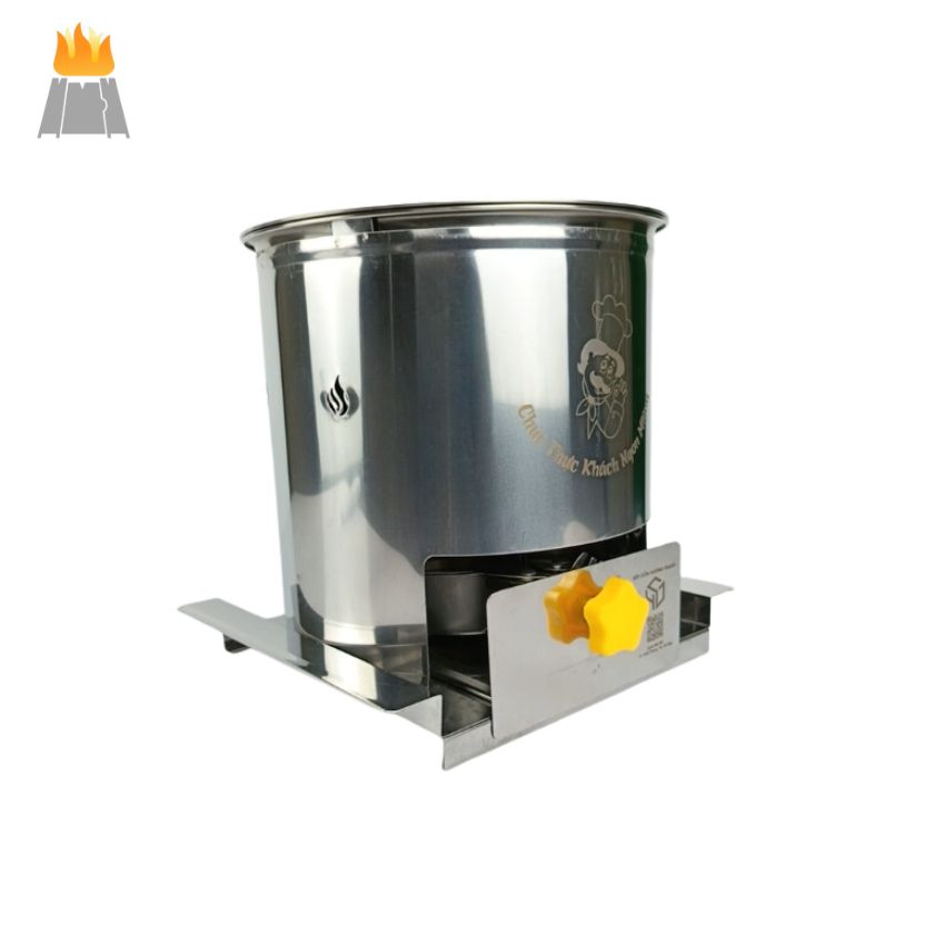 Nồi lẩu nhúng xiên que inox  kèm bếp cồn chắn gió đi kèm | Nồi lẩu Shabu thể tích 1800ml