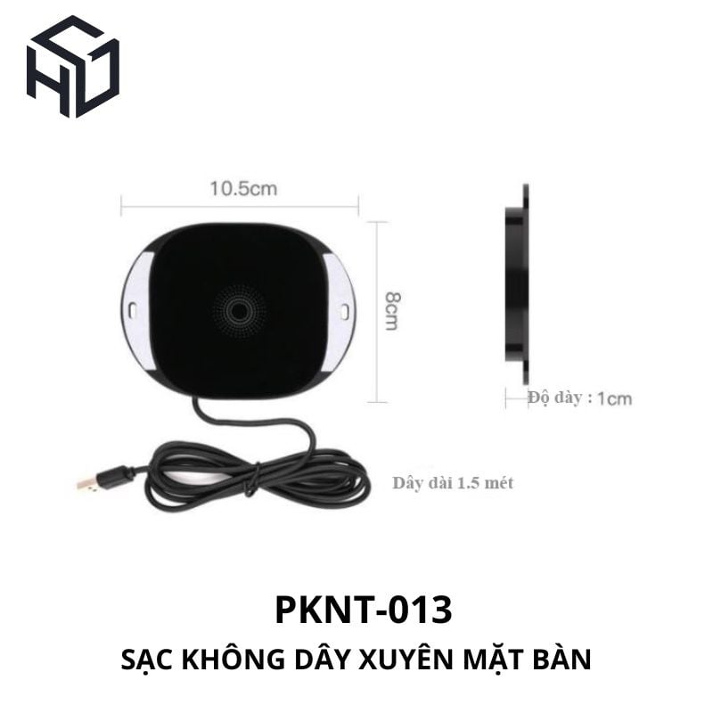 Sạc Không Dây Xuyên Mặt Bàn - Sạc không dây sạc qua mọi bề mặt trừ kim loại - PKNT-013