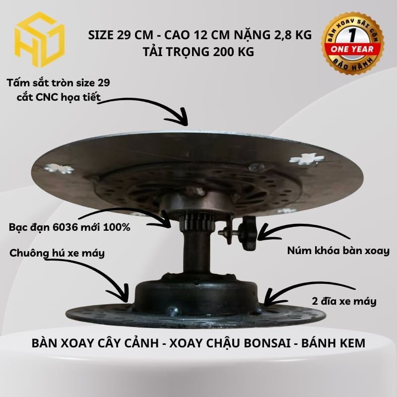 Bàn xoay chậu cảnh, bàn xoay trưng bày sản phẩm size 29 cm  khách tự sơn theo ý