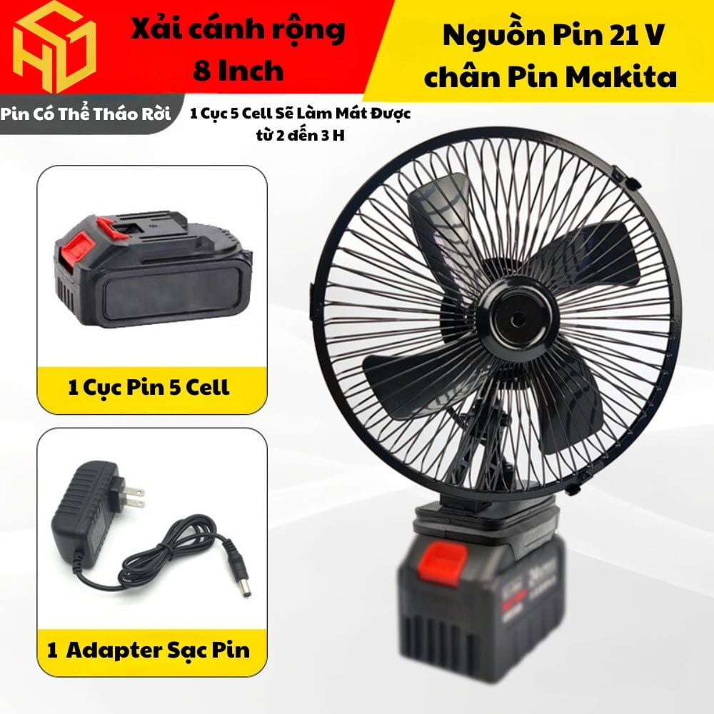 Quạt Tích Điện Loại cải tiến xoay được và có 2 cấp độ gió Dùng Liên Tục 10H