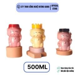 Hũ nhựa đựng bánh kẹo, đồ ăn vặt cho quán trà sữa hình mèo thần tài 500ml - Hủ nhựa đựng trà sữa có in mắt mũi