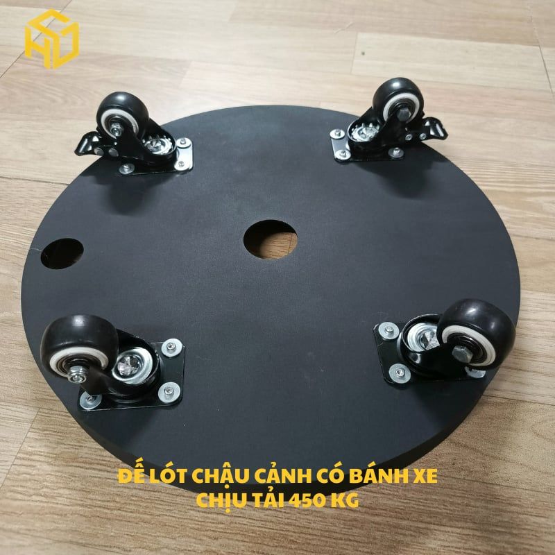 [CHÍNH HÃNG] Đế Đẩy Chậu Cây Có 4 Bánh Xe Cắt CNC Nguyên Tấm Sơn Tĩnh Điện Chống Gỉ Chịu Tải 450kg