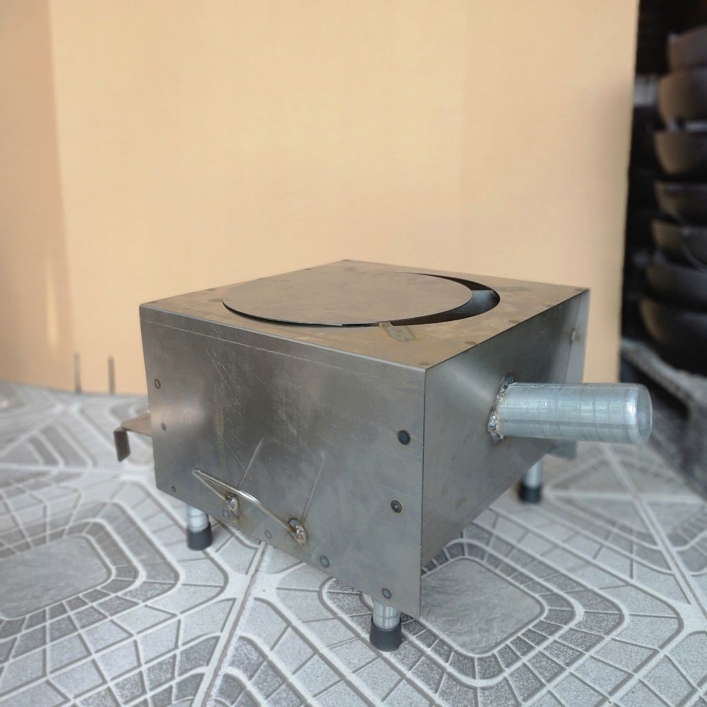 Bếp củi cải tiến Hương Giang siêu bền vuông đường chéo 57 chống đen nồi,có ống khói thoát, bệ đỡ củi,hứng tro