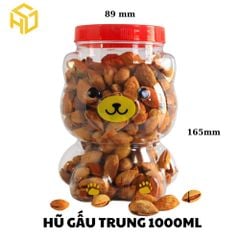 Hũ Nhựa PET Hình Gấu 1000ml – Hũ đựng bắp rang bơ, rau câu, bánh kẹo làm quà tết
