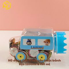 Hũ Nhựa Đựng Rau Câu, Bánh Kẹo Hình Xe Ô Tô 750ml và 1100ml kèm nắp hồng, xanh dán tem sẵn