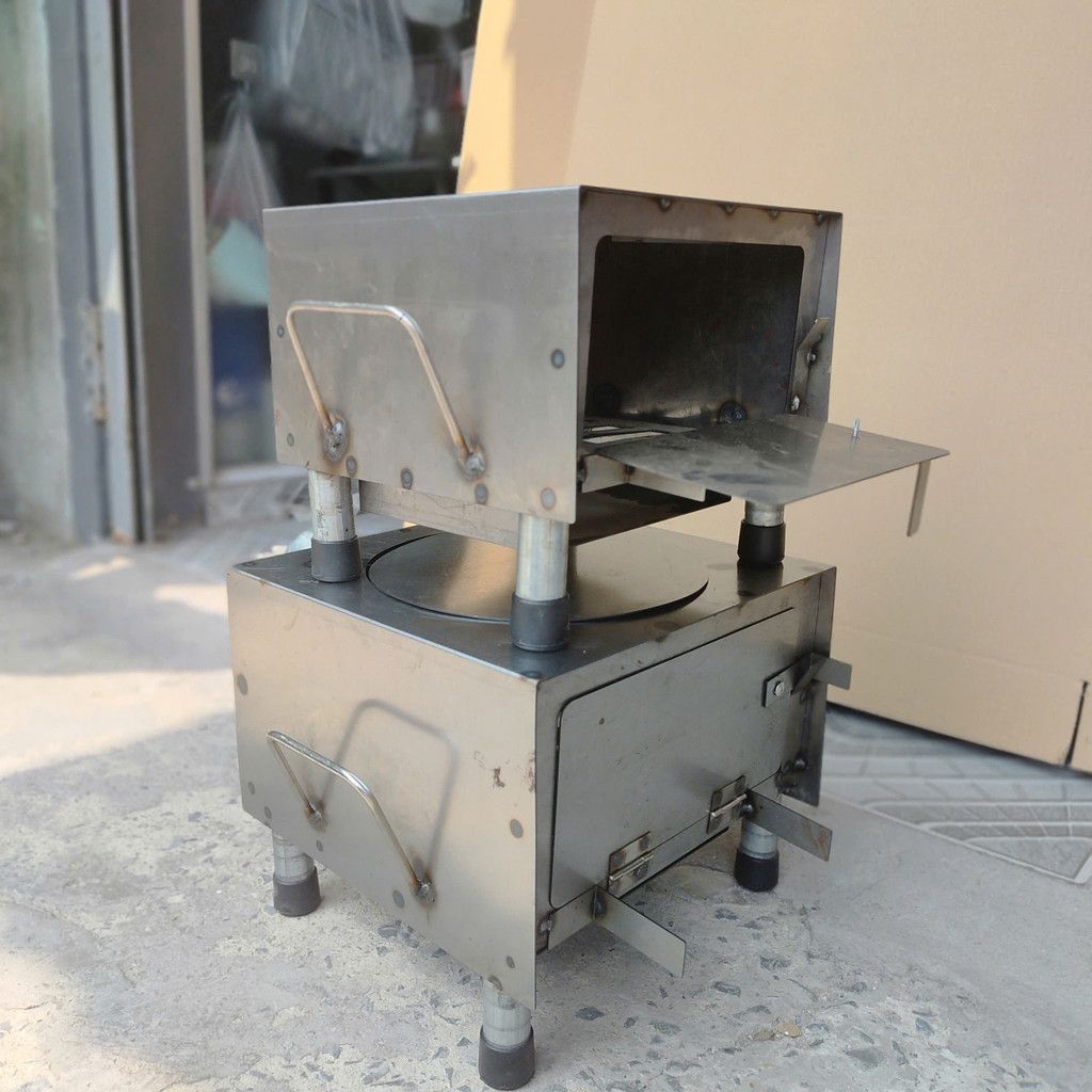 Bếp củi cải tiến HươngGiang siêu bền hình vuông V42 chống đen nồi,có ống khói thoát, bệ đỡ củi,hứng tro