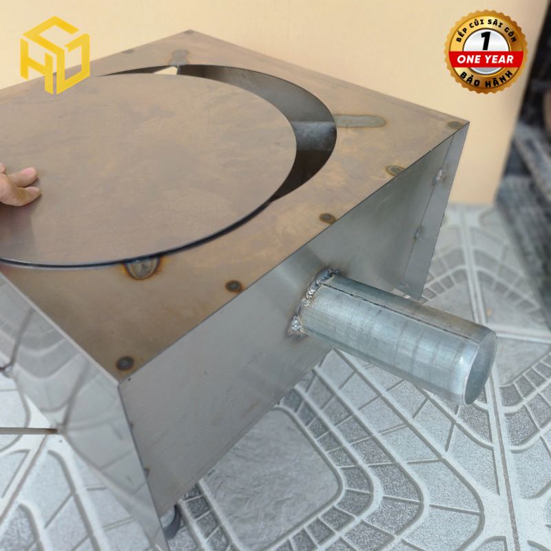 Bếp củi Hương Giang siêu bền cho quán ăn – loại vuông size 40cm, đường chéo 57cm, chịu tải cao